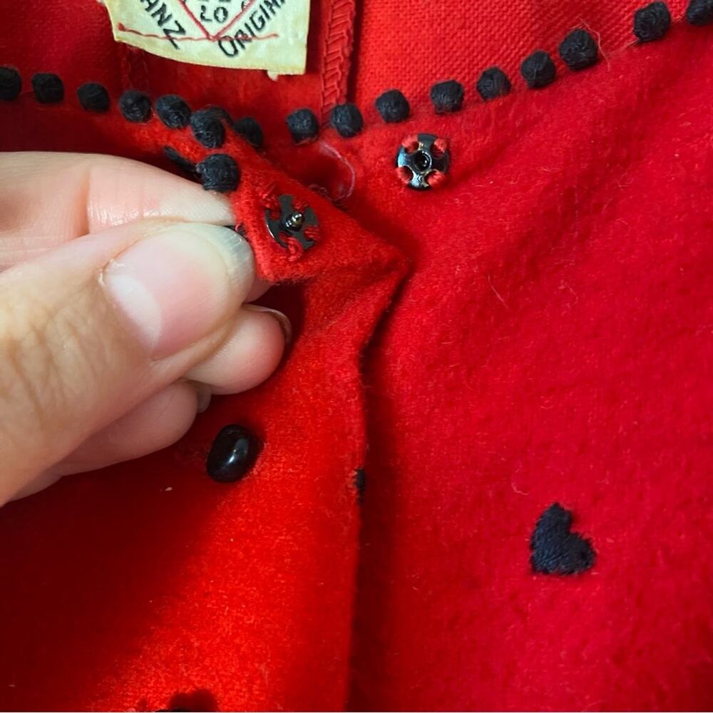 Vintage 1950s Lanz Heart Print Fit & Flare Circle Skirt Dress Size Small - Picture 7 of 9